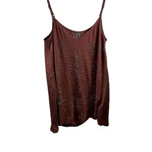 Anthropologie Brown Embroidered Embellished Tank Top Size XS
